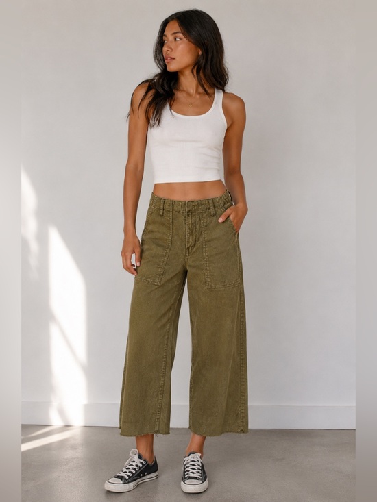 BDG Pants - BDG Urban Outfitters | Olive Green Corduroy Wide-Leg Cropped Pants NWOT